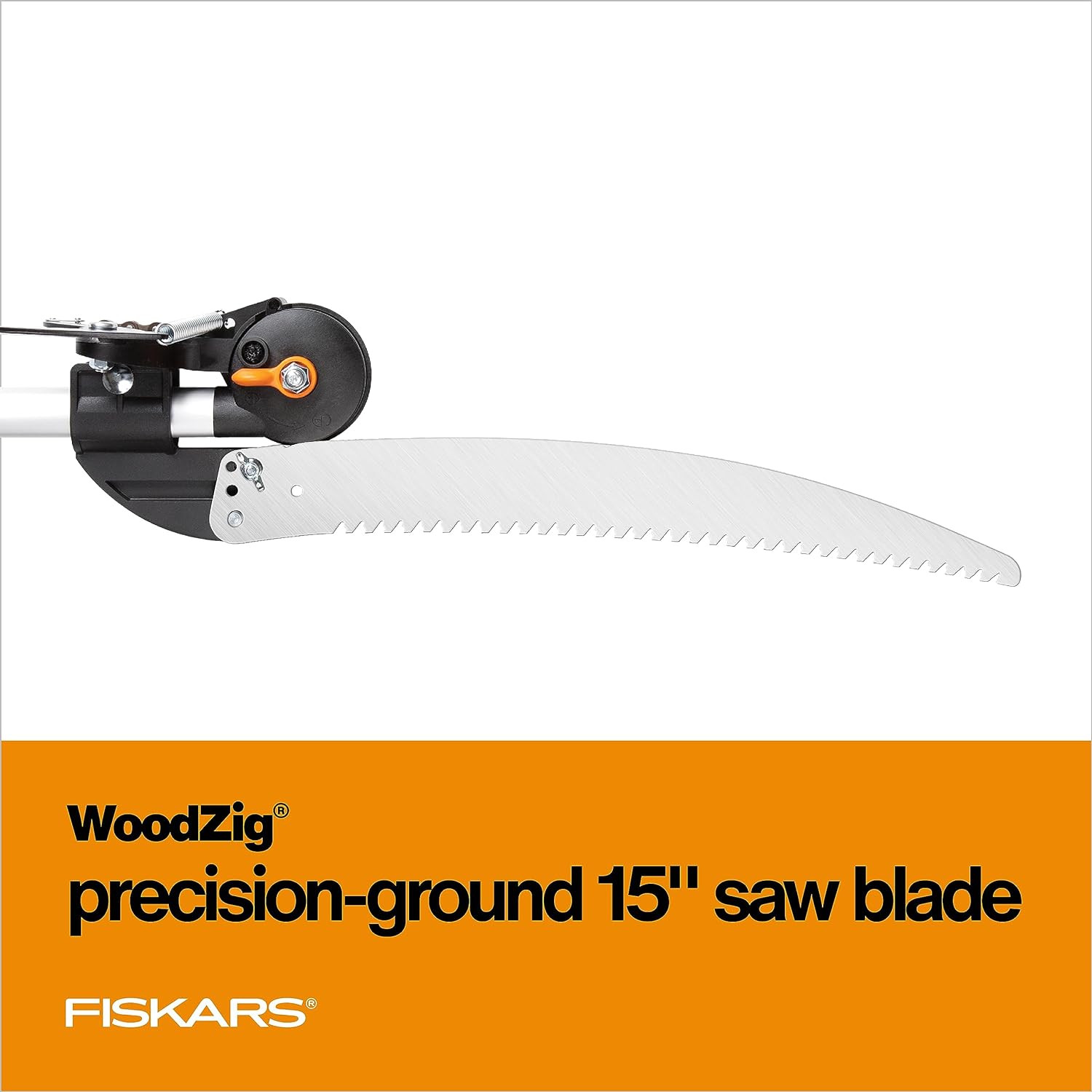 Fiskars 2-in-1 Extendable Tree Pruner and Pole Saw (Extends 7.9 - 12 feet) with Rotating Head, Pruning Stik Model with 15-Inch Double-Grind Saw Blade, and Double Locking System