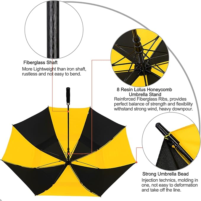 G4Free 47/54/62/68/72 Inch Automatic Open Golf Umbrella Oversize Extra Large Double Canopy Vented Windproof Waterproof Stick Umbrellas
