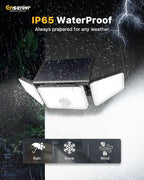 Ensenior Solar Lights Outdoor Motion Sensor, 2600LM 220 LED High Brightness, 3 Head 270° Wide Angle Flood Lights, Remote Control Security Lights 4 Modes, IP65 Waterproof Wireless Wall Light, 2 Pack
