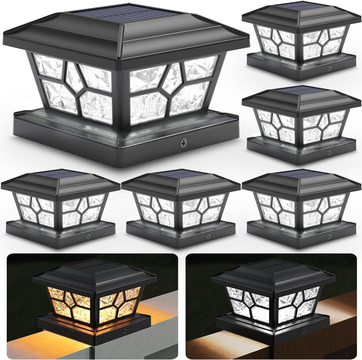 siedinlar solar post lights outdoor, 6 pack, 4, main product view