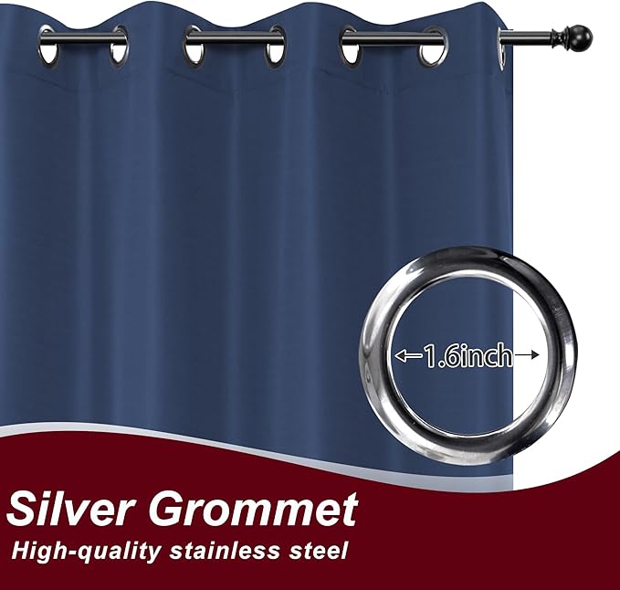 HolidayIdeas Grommet Outdoor Curtains for Patio Waterproof 8 Pcs All Weather Balcony Outside Curtains for Apartments, Gazebo, Pergolas, Porch, 54x84 Inch, Navy