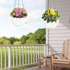12 inch Hanging Planters for Indoor Plants, 2 Pack Self-Watering Hanging Planter Pots with Chain and Drainage Holes, Outdoor Plastic Hanging Baskets for Garden Home Decor (White, 2pcs/12inch)