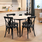 VINGLI Plastic Outdoor Dining Chairs Set of 6, Stackable Patio Dining Chairs with X Back, Waterproof Kitchen & Dining Room Chairs for Indoor-Outdoor, Capacity 402 lbs, Black