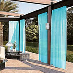 SpaceDresser Waterproof Outdoor Sheer Curtains for Patio - 2 Panels Rod Pocket Indoor Voile Sheer Curtain for Living Room,52W x 96L inch, Aqua
