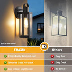 EJIAXIN 2 Pack Exterior Lighting Fixtures, 13" Black Outdoor Wall Light | Clear Glass Shades, Waterproof Metal Construction,Rust-resistant, Easy Installation,Standard E26 Socket, for Patio Garage