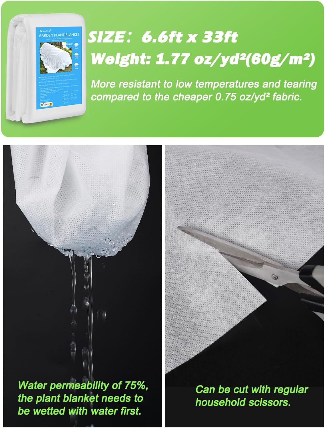 thicker plant covers freeze protection 1.77 oz/yd², 6.5ft shown in use
