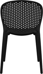 2xhome Set of 4 Patio Dining Chairs | Modern Stackable Outdoor Pool Side Chair | Weather Resistant Plastic for Yard, Porch, Balcony, Kitchen, Black