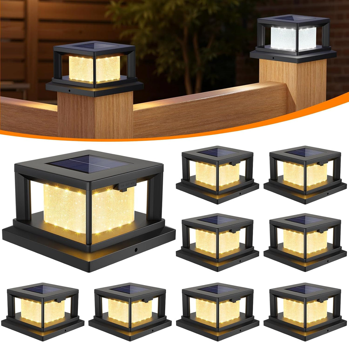 mlambert 8 pack 4x4 solar post light, 2, main product view