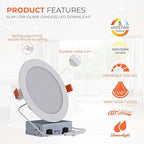 HALO HLB 6 in LED Recessed Lighting Canless Dimmable Wet Location Selectable Lumens and Selectable Color 27/30/35/40/5000K 6 Pack Indoor Outdoor Soffit Ceiling Light HLB6LSFS5-6PK