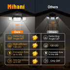 MIHANI Solar Lights Outdoor, Solar Motion Deck Lights Outdoor for Deck with High Brightness, Larger Built-in Tempered Glass Solar Panel, Sensitive PIR Motion Inductor (Non-Remote,1 Pack)