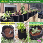 3-Pack 40 Gallon Thickened Plant Grow Bags Large (28x16 in) Heavy Duty Garden Bag Fabric Plant Pots for Potato,Tomato Planter,Herbs Veggies Planting,Flower Pots,Barrel Planter,Leaf Bag,Yard Waste Bags