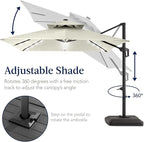 Best Choice Products 12x12ft LED Cantilever Patio Umbrella w/Base Included & 360° Rotation, Large Solar Offset Hanging Outdoor Sun Shade for Deck, Backyard Table w/Stand & Lights – Ivory