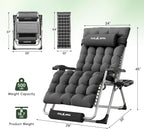 Oversized Zero Gravity Chair Folding Patio Reclining Padded Lounge Chairs | w/Removable Cushion & Headrest & Upgraded Lock & Footrest & Cup Holder Foldable Recliner for Indoor Outdoor,500LBS Capacity