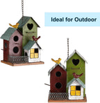 Large Bird Houses for Outside with 3 Compartments for Birds to Nest in | Metal Bird Houses for Outside with Easy Clean Back Doors