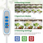 Kullsinss 3.5" Grow Lights for Indoor Plants, 24W Full Spectrum Plant Light | 4-Head Plant Grow Lamp with 6/12/16H Auto Timer, 5 Brightness Levels, DC Adapter, Ideal for Under Cabinets, Plants Shelves