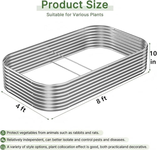 3 PCS 8x4ft Galvanized Raised Garden Bed Outdoor, Metal Garden Bed for Vegetables, Above Ground Garden Box for Flower, Steel Raised Beds for Gardening