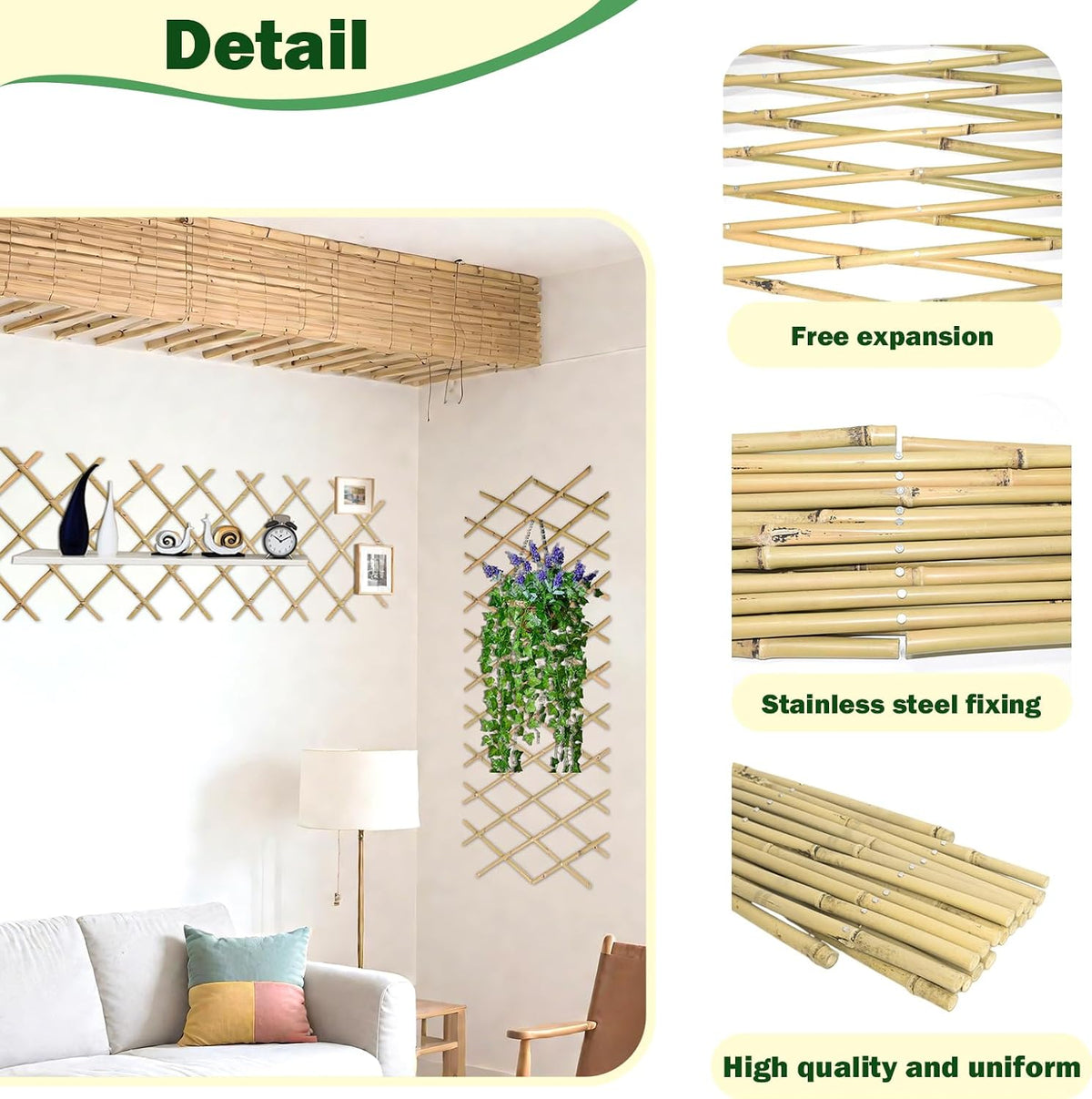 jollybower 48x72 inch expandable bamboo trellis, garden lattice shown in use