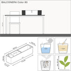 Lechuza 15680 Balconera Color 80 Self-Watering Planter for Indoor and Outdoor Use, 31" x 7" x7", White Matte