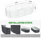 Galvanized Metal Raised Garden Bed Kit for Lightweight Planter Boxes Outdoor with Easy Assembly,4x2x1ft Oval Large Galvanized Gardening Raised Bed for Vegetables, Fruits, Flower,Black