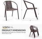 VINGLI PE Rattan Outdoor Dining Chairs Set of 4, Plastic Stackable Patio Chairs for Indoor, Porch, Restaurant, Garden, Brown