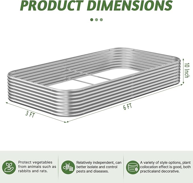 3 Pack 6x3FT Raised Beds for Gardening, Corrugated Galvanized Steel Raised Garden Bed, Outdoor Metal Above Ground Garden Bed for Vegetables and Flowers