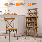 VINGLI Plastic Outdoor Dining Chairs Set of 4, Stackable Patio Farmhouse Brown Dining Chairs with X Back, Waterproof Kitchen & Dining Room Chairs for Indoor-Outdoor, Capacity 400 lbs