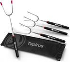 Marshmallow Roasting Sticks | Set of 4 Extra Long Retractable Campfire Sticks | Protect Kids with Insulated Handles | Extendable Smore & Hot Dog Skewers | Heavy Duty Metal Camping Accessory