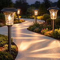 XMCOSY+ Solar Lights Outdoor, 4 Pack Solar Pathway Lights Outdoor | Long Lasting, Bright 40LM Metal Garden Light for Yard, Driveway, Walkway, Backyard, Auto On/Off (Warm/Cool White)