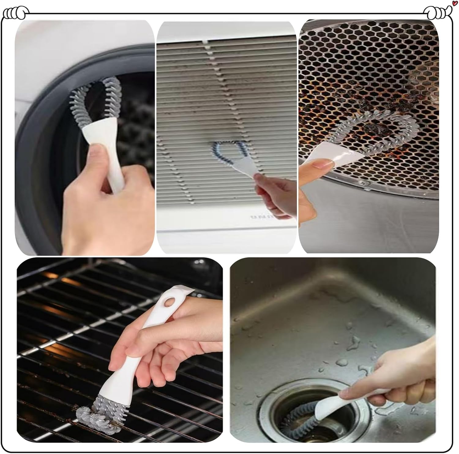 2 Pack Oven, Stove & BBQ Cleaning Brush Set with Scraper Heads, for BBQ Grates, Kitchen Crevices, Oven Racks and Bird Cage Dead Corner Gap Brush