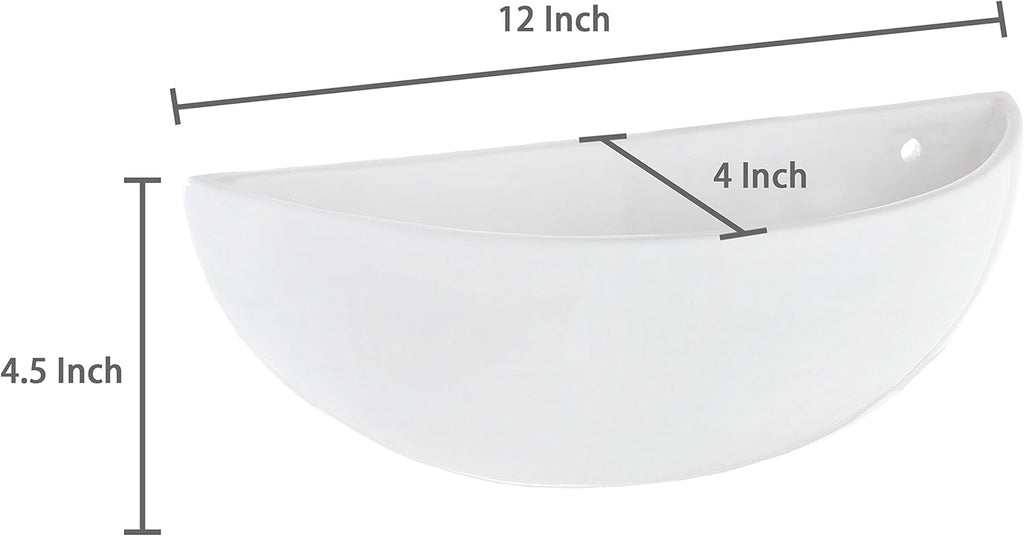 MyGift White Ceramic Wall Planters Half Bowl Hanging Vase Set of 2 | Half Bowl Shape, Space Saving Display, Easy Wall Décor, Plant Showcase, Contemporary Accent, Versatile Home Styling