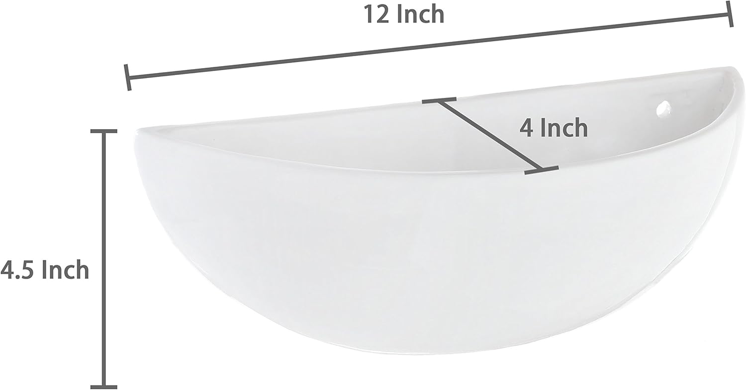 MyGift White Ceramic Wall Planters Half Bowl Hanging Vase Set of 2 | Half Bowl Shape, Space Saving Display, Easy Wall Décor, Plant Showcase, Contemporary Accent, Versatile Home Styling