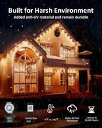 20FT Permanent Outdoor Lights, RGB LED Eaves Lights with IP67 Waterproof, Smart App Remote Control, Music Sync, for Christmas, Party, All Holiday Decorations