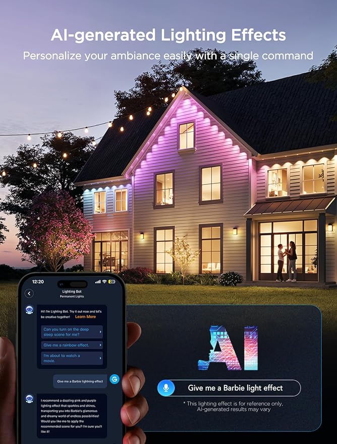 Govee Permanent Outdoor Lights 2, 100ft RGBIC Outdoor Lights with 72 LED Lights, IP67 Waterproof, 100 Scene Modes with 40lm White for Outdoor Decorations, Works with Alexa, Google Assistant, Black