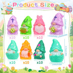 60 Pcs Easter Mini Gnomes Figures Tiny Fairy Resin Gnomes Figurines to Hide Easter Carrot Bunny Ear Basket Eggshell Eggs Element Miniature Gnomes Statues for Party Favors Tiered Tray Garden Decor