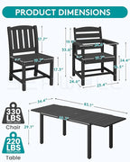 SERWALL 9-Piece Outdoor Dining Set, 60" - 83" Expandable Outdoor Dining Table and 8 HDPE Chairs, All Weather HDPE Outdoor Furniture Set for Backyard, Garden, Black