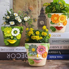 GUGUGO Unique Face Flower Plant Pots, Colorful Cute Succulent Planters with Drainage, Abstract Rainbow Head Flower Planters Pots for Indoor Plants, Funny Eclectic Home Décor (Blue&Pink, 5Inch)