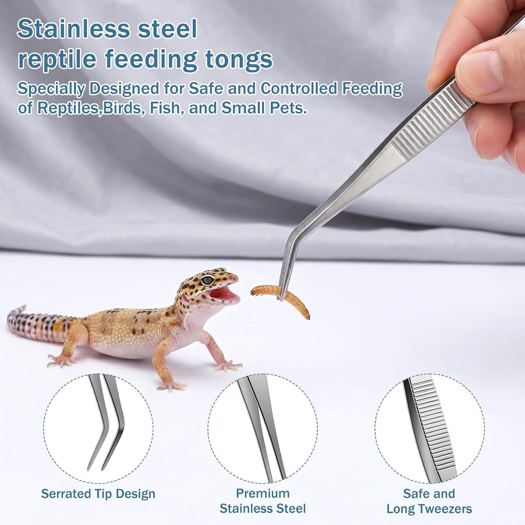 3 Pcs Stainless Steel Tweezers Set, Precision Food Tweezers for Cooking Baking Cake Decoration, Multi-Purpose Kitchen Gardening Jewelry Repair DIY Craft Tools - Silver