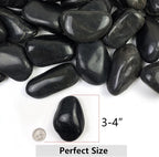 40lbs Large River Rocks for Landscaping, 3-4" Black Pebbles | for Garden Design, Hand-Picked Smooth Stones for Fish Tank, Flower Pots, Indoor Water Fountains, Pathways, Backyard