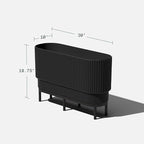 Veradek Demi Series Raised Long Planter for Indoor/Outdoor Use | Made from Plastic & Stone w/Wooden Stand | Modern Patio Décor for Flowers/Shrubs