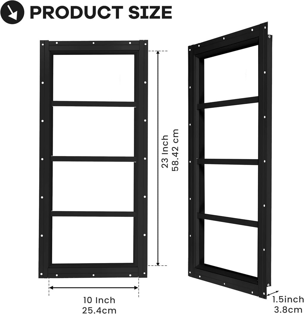 shed windows 2 pack, fixed transom windows 10", side view