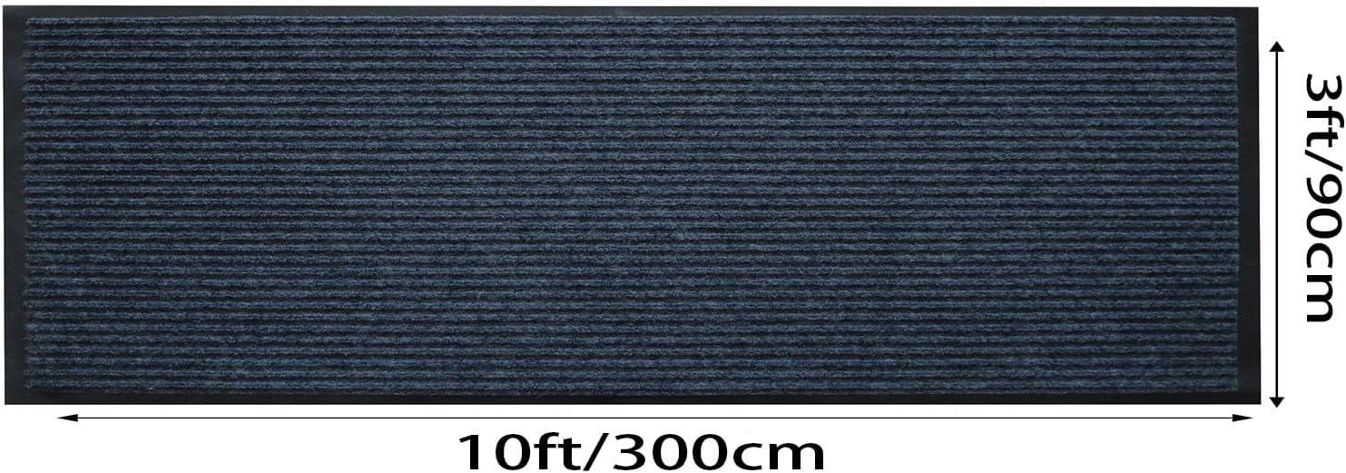 SRDDQLC Commercial Grade Runner Rug Brush Step Entrance Mat 3' x 10' Dual Ribbed Doormat with Waterproof Rubber Backing Home Office Hotel Corridor Indoor Outdoor Runner Rug Grey