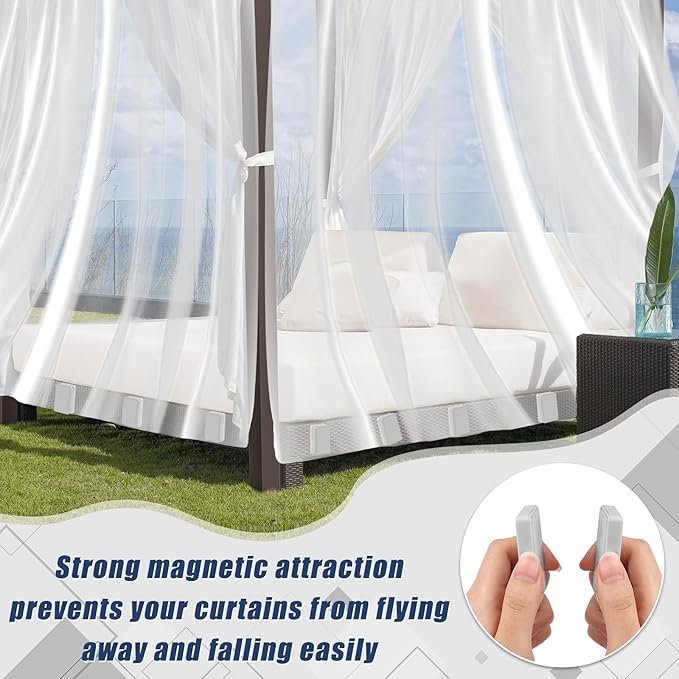 36pcs Outdoor Curtain Weights, Plastic Wrapped Magnetic Drapery Weights, Waterproof Heavy Duty Curtain Magnets for Heavy Wind, Outside Curtain, Shower Curtain, Tablecloth, Flag (Grey)