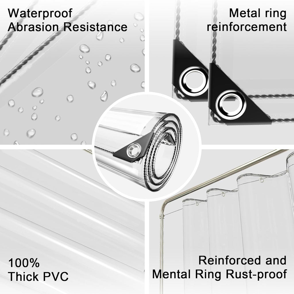 13 ft clear waterproof tarp, pvc 11.8 mil showing dimensions