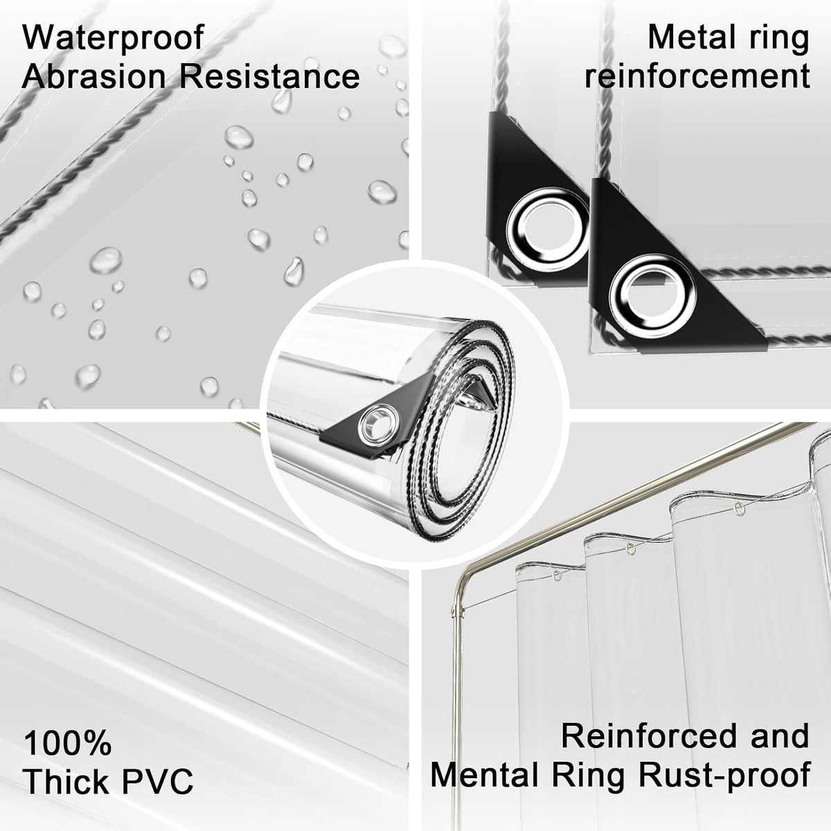 13 ft clear waterproof tarp, pvc 11.8 mil showing dimensions