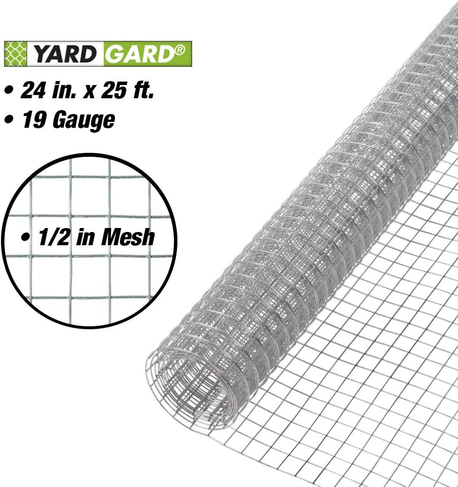 YARDGARD – 1/2 Inch Mesh Welded Wire Fence Hardware Cloth – 24 in. x 25 ft. 19‑Gauge Galvanized Steel – for Chicken Coops | Garden Protection | Bird and Rabbit Enclosures