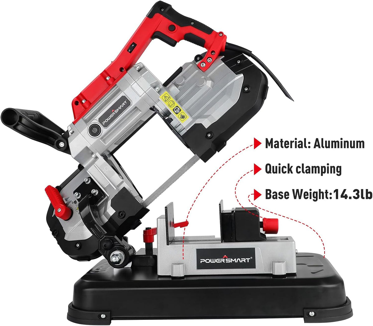 powersmart portable band saw, 10a variable speed, 5", package contents