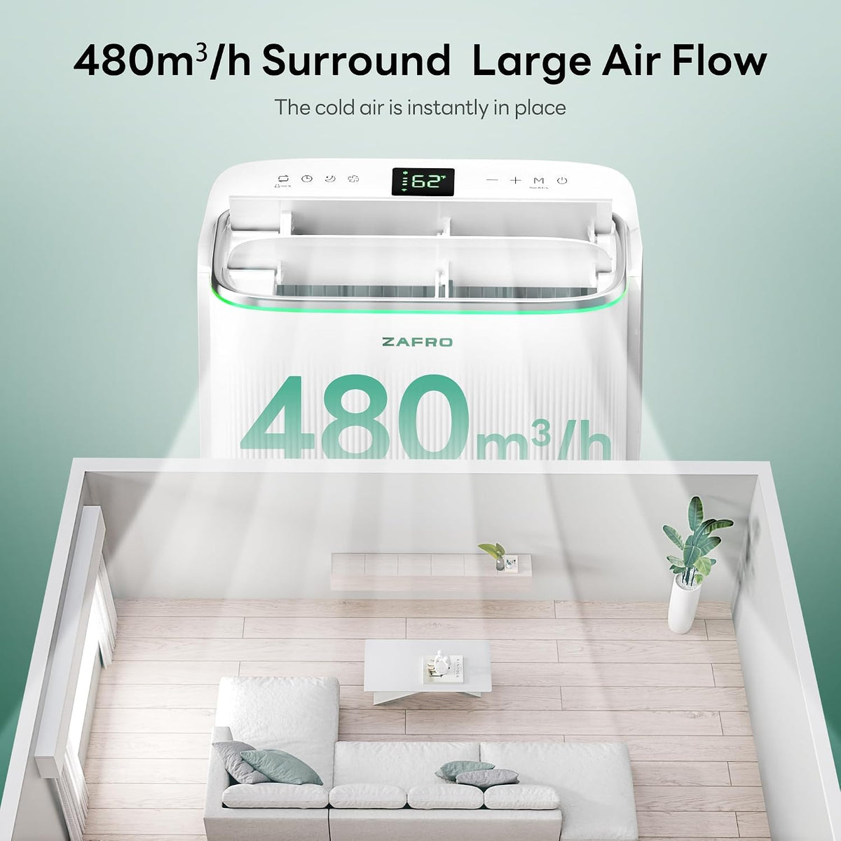 zafro smart inverter portable air conditioners, 14000 btu on a desk or shelf