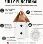 Two-Story 8 Compartment Songbird Weather-Resistant Birdhouse with Copper Roof, Made in The USA (H14C) (4" x 4" Mount)
