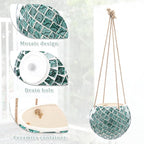 Ceramic Hanging Planter Mosaic Hanging Flower Pot Small Plant Pot for Indoor Plant Disco Ball Planter with Drainage