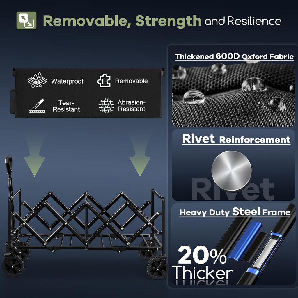 hikemoon 34'' extra long folding portable wagon cart on a desk or shelf